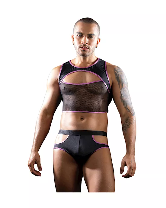 TwoPieceMeshSexyTopsAndPantsMenSexyLingerie