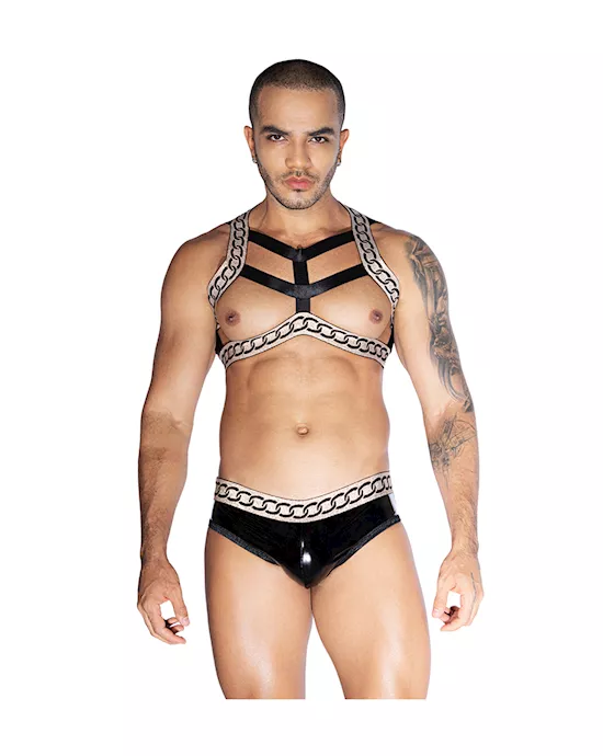 LeatherMenPantsWithBodyHarness