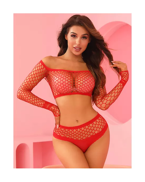 Fishnet Top And Panty Set