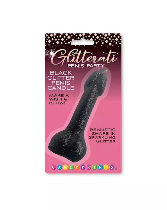 GlitteratiBlackGlitterPenisCandle-Black10cmPenisPartyCandle