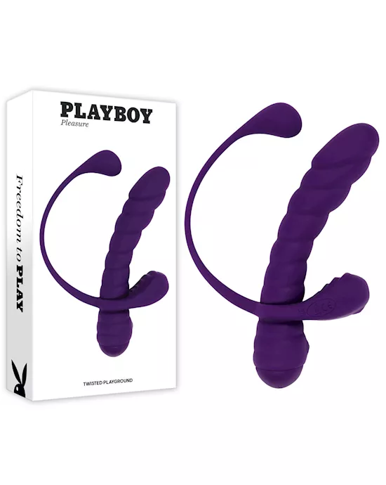 PlayboyPleasureTWISTEDPLAYGROUND-PurpleUSBRechargeableVibratorandCockRingKit